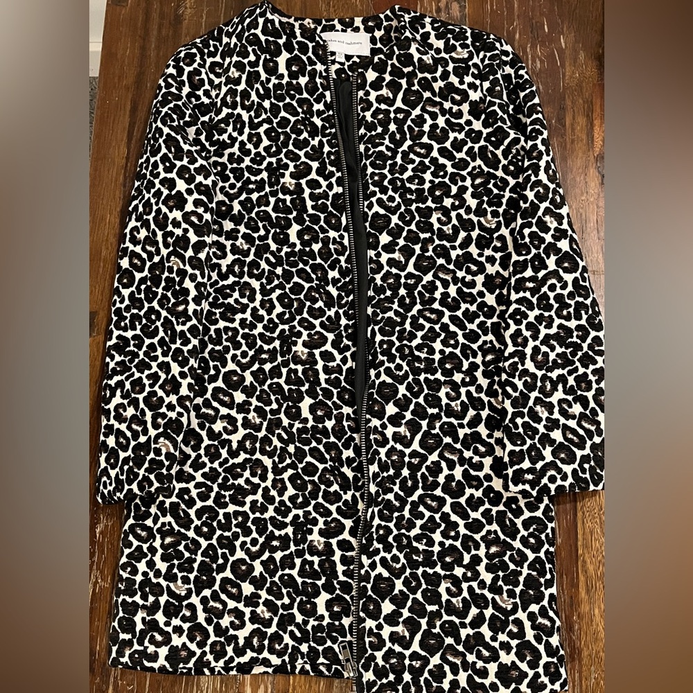 cupcakes & cashmere Black and White Leopard Teddy Jacket